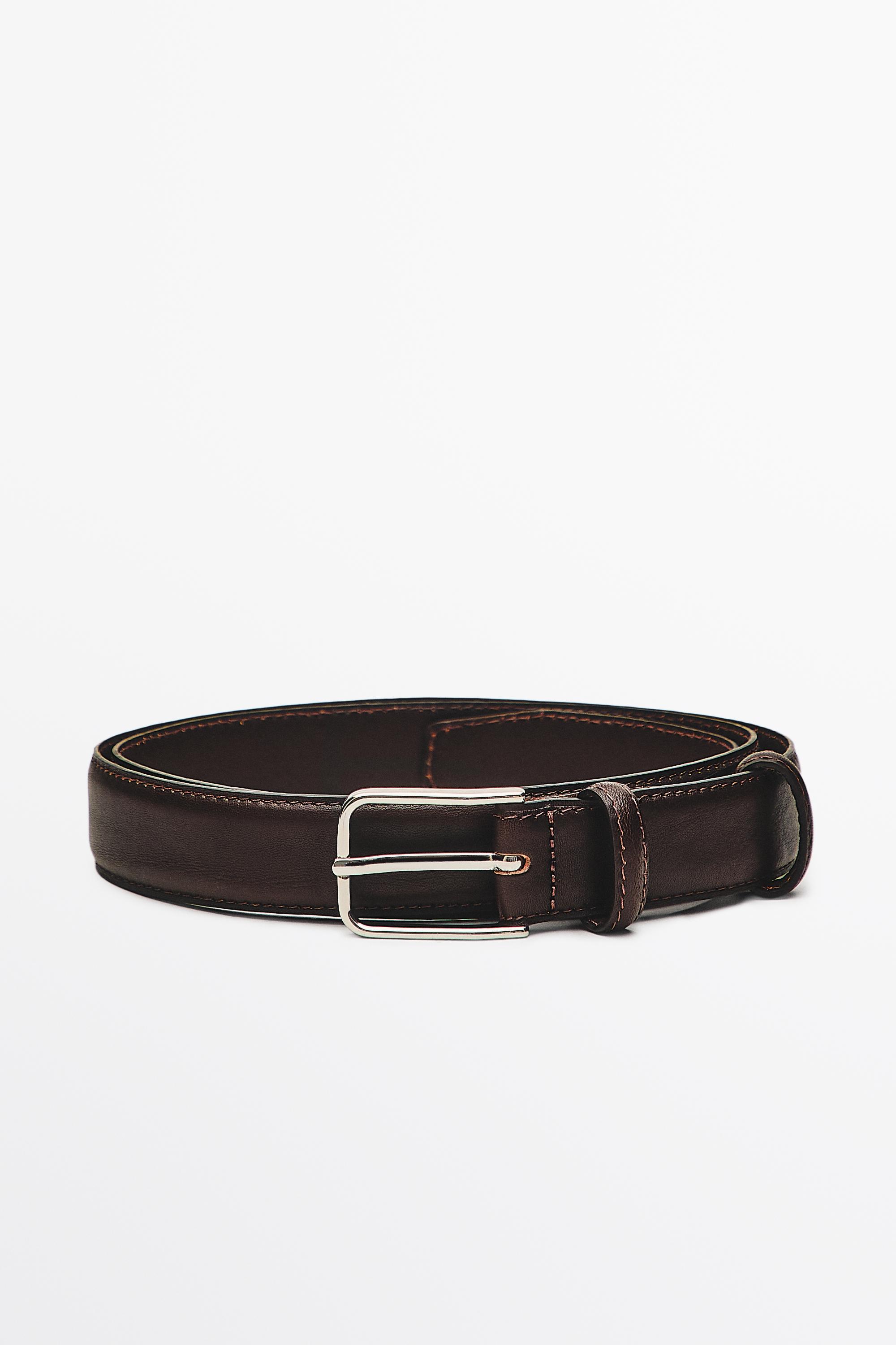 Nappa leather belt with double keeper